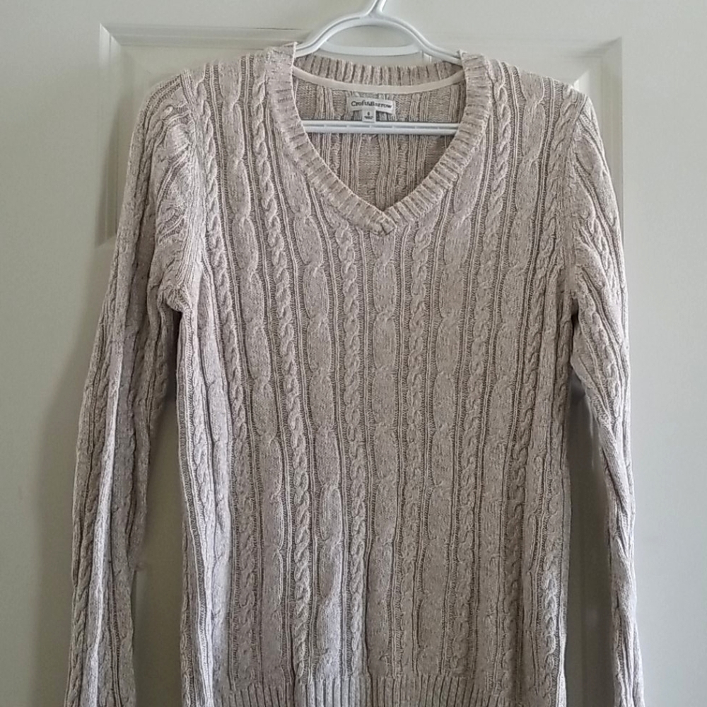 Croft & Barrow Cable Knit V-Neck Sweater S